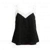 Sexy Women Chiffon Cami Tank Top Strap Contrast V-Neck Sleeveless Vest Top Camisole Black/White