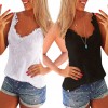 New Women Elastic Tank Tops O-Neck Lace Crochet Vest Slim Bodycon Sexy Summer Camis White/Black