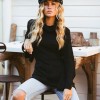 Women Knitted Sweater Long Sleeve Turtleneck High-Low Hem Bandage Split Solid Slim Jumper Pullover Knitwear Black/Grey