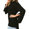 Women Knitted Sweater Long Sleeve Turtleneck High-Low Hem Bandage Split Solid Slim Jumper Pullover Knitwear Black/Grey