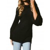 Women Knitted Sweater Long Sleeve Turtleneck High-Low Hem Bandage Split Solid Slim Jumper Pullover Knitwear Black/Grey