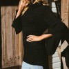 Women Knitted Sweater Long Sleeve Turtleneck High-Low Hem Bandage Split Solid Slim Jumper Pullover Knitwear Black/Grey